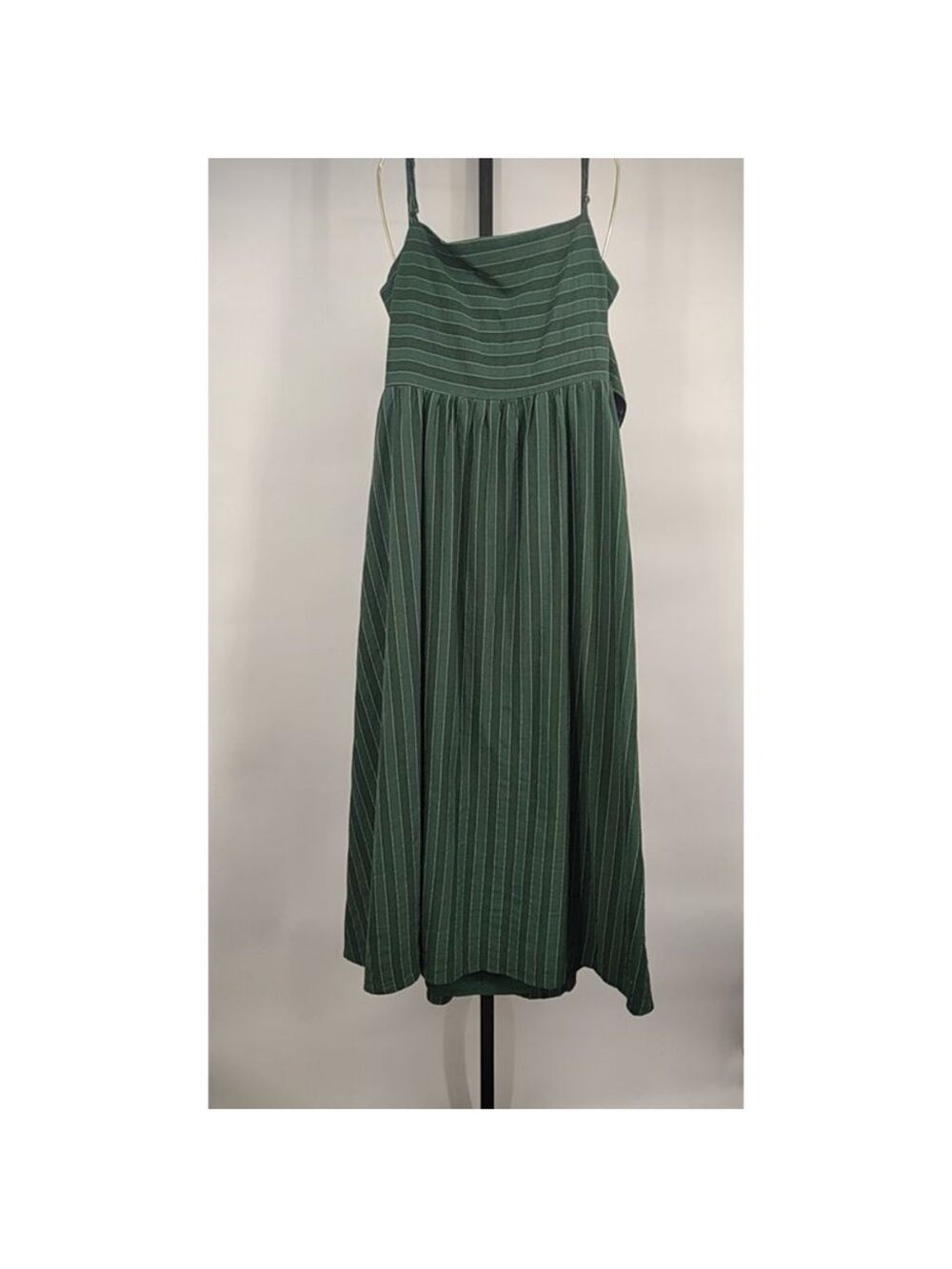 Lulus Feeling the Best Green Striped Tie-Back Midi Dress with Pockets - Picture 3 of 4